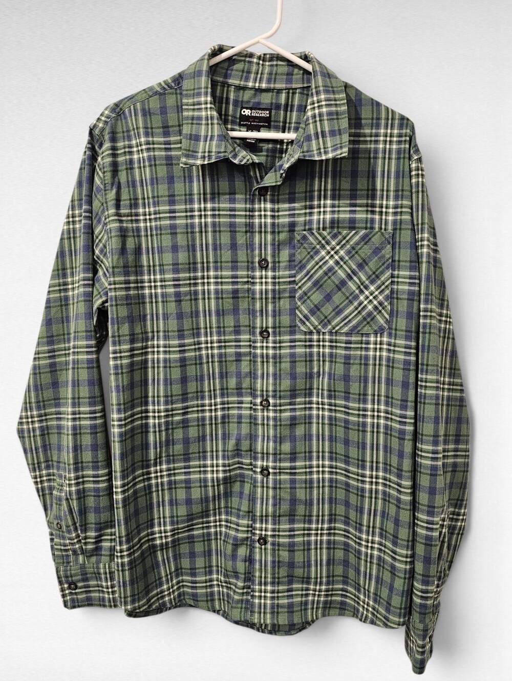 Outdoor Research Men's Kulshan Flannel Shirt Long Sleeve Button Up Plaid Size XL